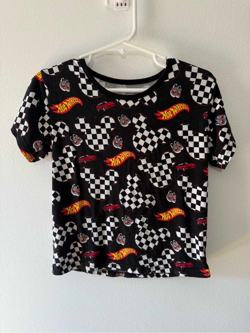 Black Checkered HotWheels Elmo Disney Vans Short Sleeve Tee for Kids